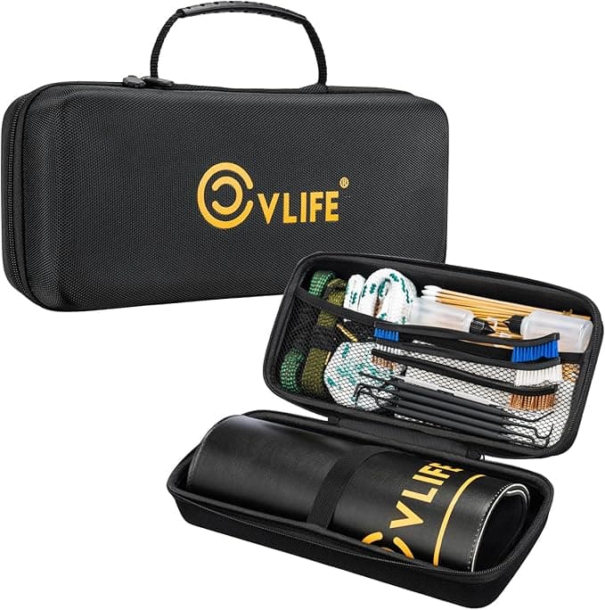 CVLIFE Gun Cleaning Kit for 9mm .223/5.56mm 12GA .38 & .357 Cal, Gun Cleaning Supplies with Bore Cleaner, Gun Cleaning Mat, Patches, Swabs, Gun Brushes, Cleaning Pick, Oil Bottle
