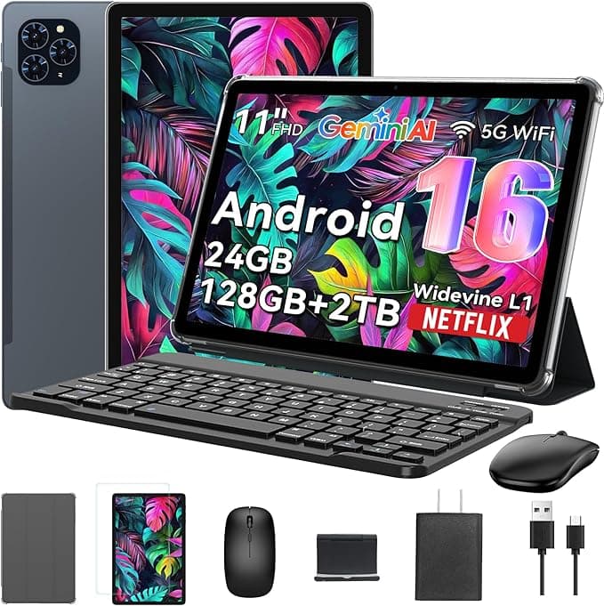 2025 Android 16 Tablet with Gemini AI 24GB RAM Keyboard Stylus Mouse Included